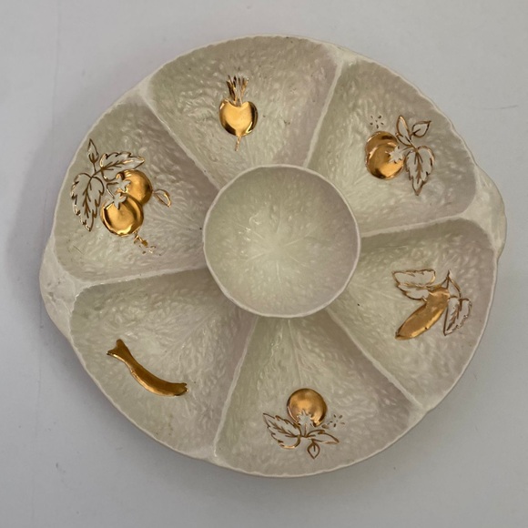 CROWN DEVON BONE CHINA VEGETABLE BOWL WITH RAISED CENTER DIP ENGLAND MCM - Picture 3 of 10